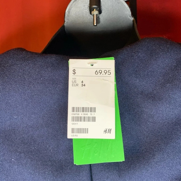 H&M Navy Wool Blend Coat Size 4 - Picture 5 of 7